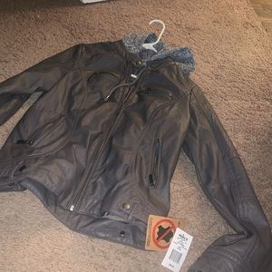 Leather Hoodie Jacket